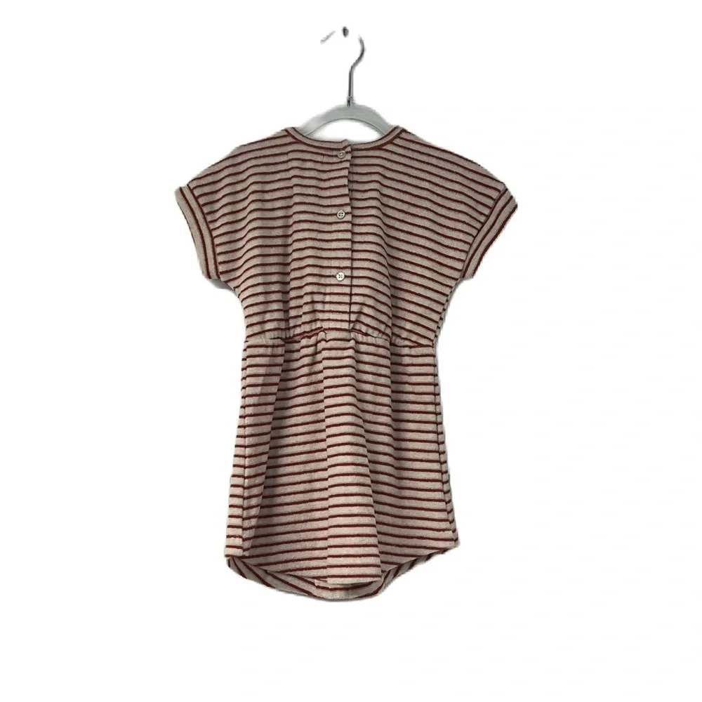 NWT Urbani Girls sz4 red striped terry dress elastic waist short sleeve aline